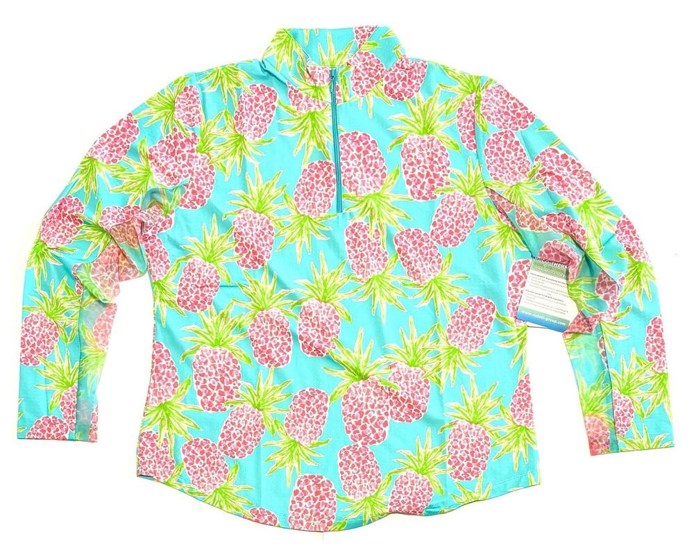 Gottex Half 1/2 Zip Pineapple Golf Shirt Top Sz XL Mock Neck G Lifestyle NWT